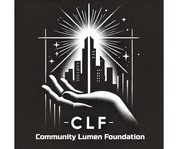Community Lumen Foundation logo: a hand supporting a city beneath a radiant light